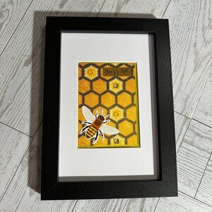 Original ACEO Art Card "Buzz Off" Bee & Honeycomb Design - NO FRAME